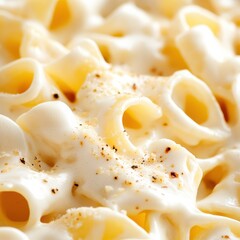 Close-Up of Creamy Alfredo Pasta in an Extreme Detail Shot