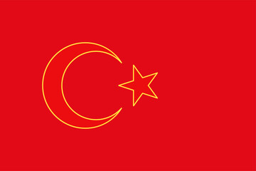 Flag of the Republic of Turkiye. Vector illustration. Glow effect concept
