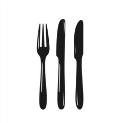 Black Fork Knife Cutlery Utensil Set Illustration