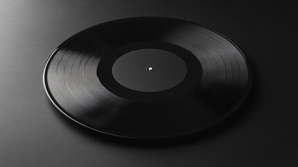 Obraz premium Black Vinyl Record Partially Out of Sleeve: A sophisticated black vinyl record partly visible from its black sleeve, against a dark setting. Excellent for music, nostalgia, and vintage appeal