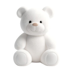 Obraz premium PNG 3D Render of a White Teddy Bear Toy Against Transparent Background for Gift, Toy, or Childrens Illustration Projects.