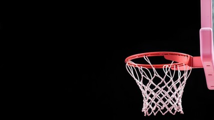Pink basketball hoop, black background, sport