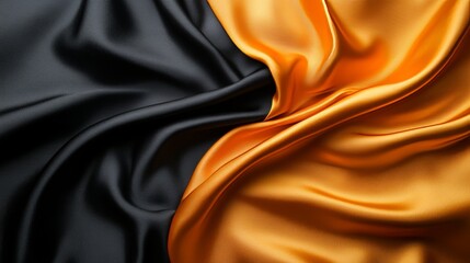 A metallic texture that transitions from dark gray to lively orange, showcasing smooth, wavy patterns and a deep, rich quality