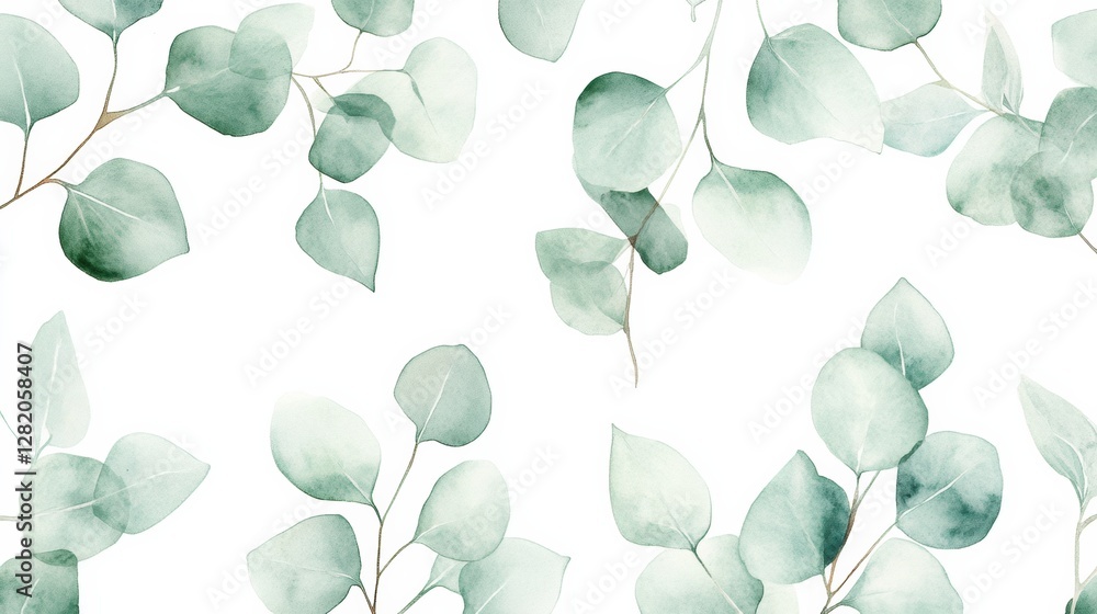 Aufkleber soft green watercolor leaves creating a calming and serene background for artistic inspiration and d