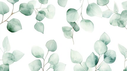 Soft green watercolor leaves creating a calming and serene background for artistic inspiration and design elegance. Generative AI