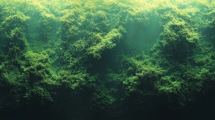 Vibrant underwater scene showcasing lush green algae, creating a serene and tranquil atmosphere, perfect for nature-themed projects and eco-friendly concepts.