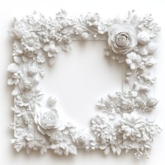 Exquisite White Floral Frame: This ornate white floral frame, enhanced with delicate lace patterns, sets a classic and enduring scene for your treasured memories