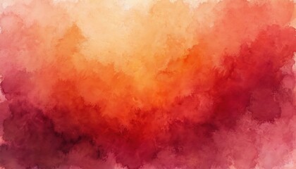 Fototapeta premium Vibrant watercolor paper texture with bold red, orange hues. Paint stain textured art, grunge design wallpaper. Artistic vintage bright splash illustration background with colorful pattern, brush