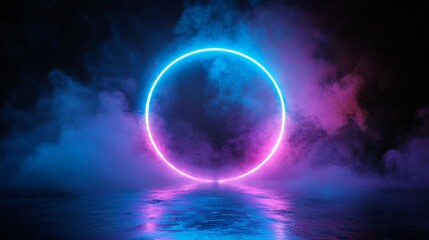 A shining halo veiled in mist illuminates the dark expanse with a celestial display of light and shadows