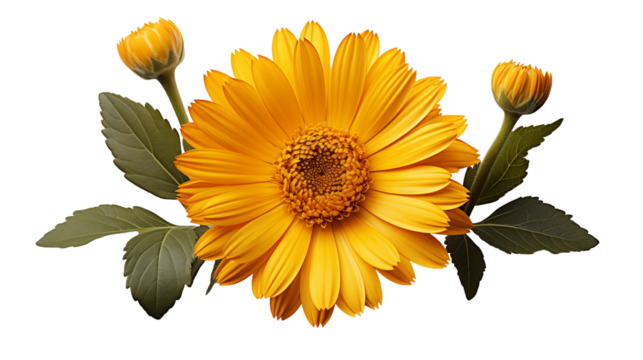 Yellow Flower Blossom Spring Floral, Golden Blooms for Nature Themes, isolated on transparent background.