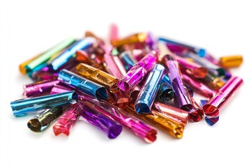 Colorful Confetti Against a White Background