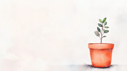 Obraz premium Potted Plant with Delicate Green Leaves in a Minimalist Setting