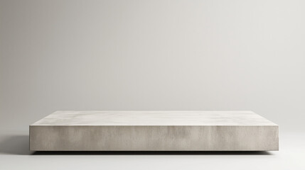 Minimalist Rectangular Concrete Podium with Sharp Edges, Positioned Against a Light Gray Background with Soft Diffused Lighting for a Contemporary and Elegant Product Display