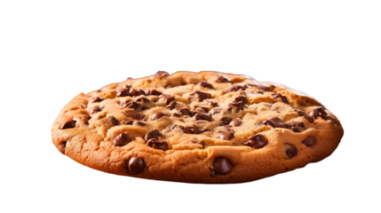 Large Chocolate Chip Cookie Warm Sweet Treat, Golden Brown Dessert for Snacks, isolated on transparent background.