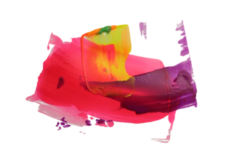 PNG Art oil, Acrylic brush stroke smear painting blot. Abstract relief texture violet, pink, orange neon color stain isolated on transparent background.