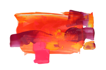 PNG Art oil, Acrylic brush stroke smear painting blot. Abstract relief texture violet, pink, orange neon color stain isolated on transparent background.