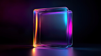 Futuristic Neon-Lit Geometric Forms with Glowing Edges and Cyberpunk Aesthetics in Abstract Symmetry
