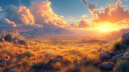 Fototapeta premium realistics Arizona rocky mountain plateau showcases a striking combination of rough beauty, expansive cliffs, and a serene desert atmosphere