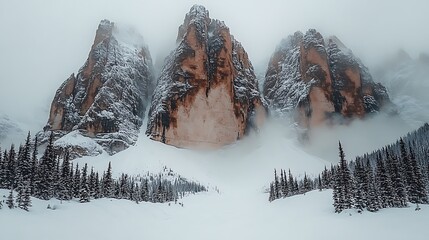 Early morning mist creeping up a mountain trail, with thick clouds hovering just above the peaks.