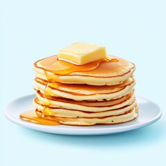 Fototapeta premium Giant Stack of Pancakes with Melting Butter and Syrup Drizzle