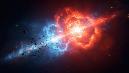 Fototapeta premium Supernova's Embrace, Fiery Explosions in the Void