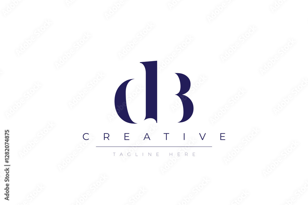 Fototapete db abstract minimalist letters logo monogram. it is a minimalist logo, this logo is made by combinin