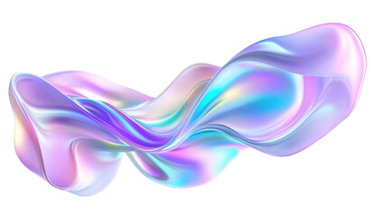 blue pink purple wave fluid holographic Iridescent 3d render abstract isolated on transparent background cutout 
