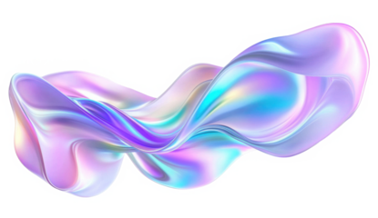 blue pink purple wave fluid holographic Iridescent 3d render abstract isolated on transparent background cutout 
