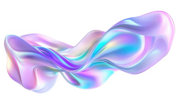 blue pink purple wave fluid holographic Iridescent 3d render abstract isolated on transparent background cutout 

