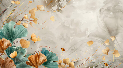 Contemporary wll frame for canvas art with opulent leaves