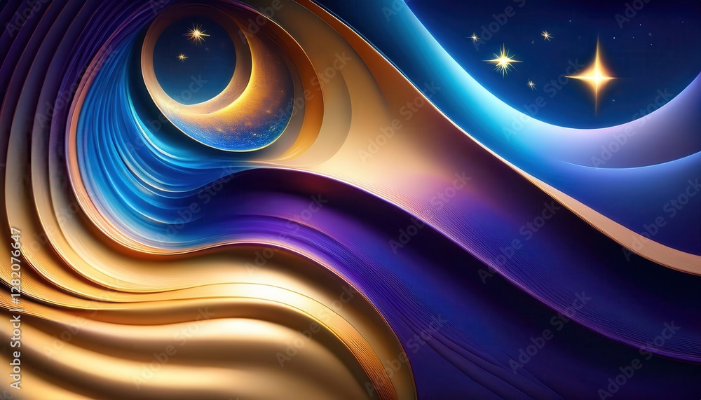 Poster artistic representation of a night’s sleep cycle with vibrant colors and swirling forms expressing t