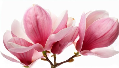 Obraz premium tender spring pink magnolia flowers isolated on white background