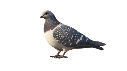 Elegant Domestic Pigeon Bird Detailed Profile View Isolated on Black Background High Resolution Image eye dove wing beak