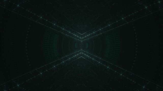 leuchtende Lichtpunkte bewegen sich langsam Richtung Zentrum, digitaler Datentransfer, Licht, Internet, Energie, Datenfluss, Internet, Geschwindigkeit, Wandel, Austausch, Algorithmus, t&uuml;rkis