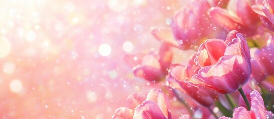 Pink Tulips Blooming in Soft Sunlight