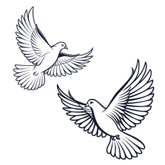 Fototapeta premium Dove silhouette bundle vector Style with white background 