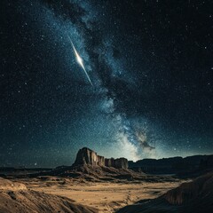 Obraz premium Milky Way over desert canyon at night