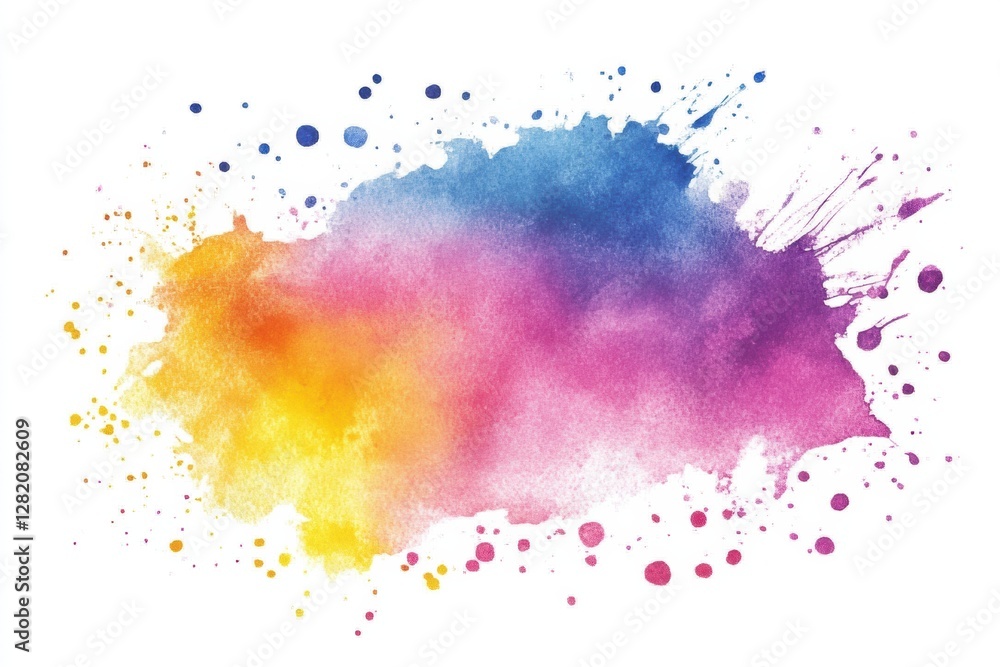 Poster Splashes of vibrant color in watercolor art illustrating a blend of warm and cool tones with abstract forms. Generative AI