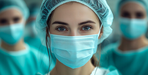 Healthcare professionals preparing for surgery in a medical facility during daylight hours