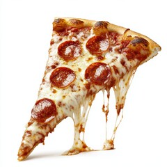 High Detail Shot of Dripping Slice of Pepperoni Pizza