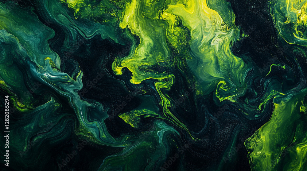 Aufkleber vibrant green abstract art displaying swirling patterns and textures