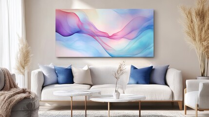 abstract fluid art with pastel gradients, soft pinks, blues, and purples blending into dreamy and surreal patterns, perfect for a calming and modern aesthetic