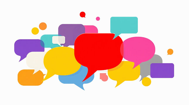 Empty Speech Bubbles on Colorful Background Design for communication, social media, dialogue, messaging, or discussion concept.