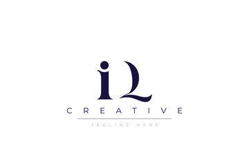 iQ abstract  minimalist letters Logo Monogram. It is a minimalist logo, this logo is made by combining two letters