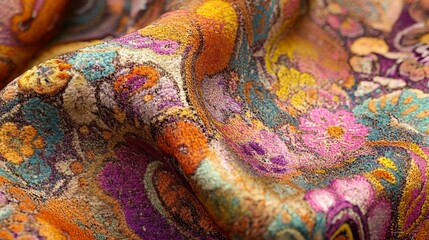 abstract paisley patterns with intricate floral motifs, vibrant and artistic composition, textured and detailed design, bold and radiant atmosphere