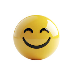 Fototapeta premium PNG Cheerful 3D Emoticon, Smiling Yellow and Ready to Brighten Messages Against Transparent Background for Social Media, Emoji, or Digital Communication Projects.