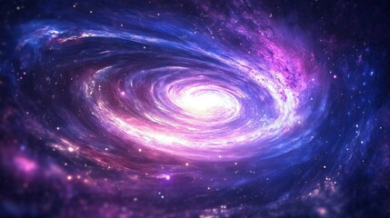 Fototapeta premium abstract swirling galaxy with vibrant purple and blue tones, cosmic and mysterious landscape, radiant and dreamy atmosphere, glowing and inspiring composition