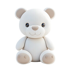 Fototapeta premium PNG 3D Render of a White Teddy Bear Toy Against Transparent Background for Gift, Toy, or Childrens Illustration Projects.
