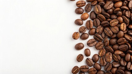 Naklejka premium Roasted Coffee Beans on White Background