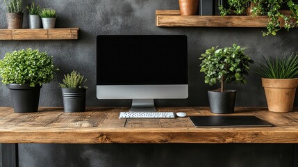 Modern Digital Workspace with Greenery and Minimalist Design
